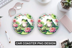 Frog Image Car Coaster Sublimation| Animal Coaster PNG Product Image 1