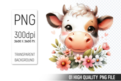 Cute Cow, Animal Sublimation Clipart PNG Product Image 1
