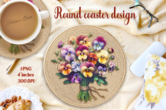 Delicate floral round coaster sublimation designs BUNDLE Product Image 11