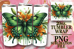 Cheerful Sublimation 20oz tumbler wrap, Butterfly Product Image 1