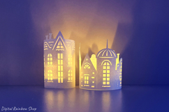 Christmas houses lantern svg bundle, paper template Product Image 2