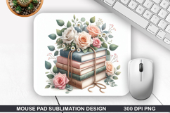 Books Flower Mouse Pad Sublimation, Animals Mouse Pad PNG Product Image 1