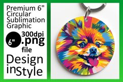 Radiant Colorful Dog Design Round Keychain Sublimation Product Image 1