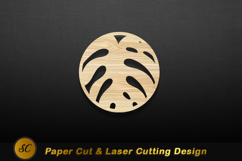 Wooden monstera leaf cutout round Laser cut Product Image 1