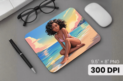 Afro Girl / Woman braided hair Mouse Pad, Black Queen PNG Product Image 1