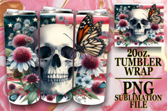 Cheerful Sublimation 20oz tumbler wrap, Skull USA Product Image 1