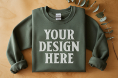 Forest Green Gildan 18000 Folded Flat Lay Mockups Product Image 1