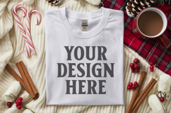 Gildan 5000 white Folded Christmas Mockup, G5000 mockup Product Image 1