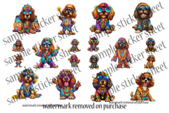 Funny Dog Stickers Printable Sheets - Hippie 60s Aesthetic Product Image 4