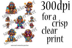 Funny Dog Stickers Printable Sheets - Hippie 60s Aesthetic Product Image 3