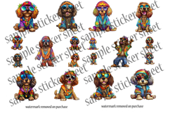 Funny Dog Stickers Printable Sheets - Hippie 60s Aesthetic Product Image 5