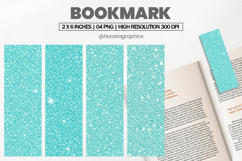 Aqua Glitter Bookmark PNG, Bookmark Sublimation Product Image 1