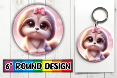 Cheerful Round Car Coaster PNG, 3D Dog Product Image 1