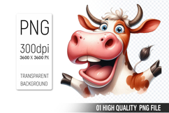 Cute Cow, Animal Sublimation Clipart PNG Product Image 1