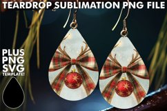 Joyful TEARDROP Earrings Art PNG, Christmas Bow Product Image 1