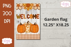 Welcome fall garden flag sublimation design, Fall pumpkins Product Image 2