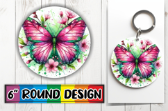 Blissful Keychain Circle PNG Style, Butterfly Product Image 1