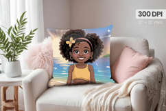 Afro Girl /Woman braided hair Pillow Design, Black Queen PNG Product Image 1