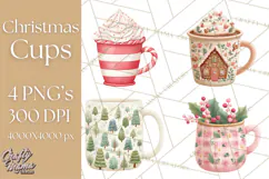 Christmas Hot Cocoa Mug Clipart PNG, Holiday Cup Art Product Image 1