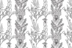 Line art botanical abstract seamless plant pattern vector Product Image 1