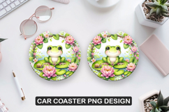 Frog Image Car Coaster Sublimation| Animal Coaster PNG Product Image 1