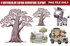 Watercolor Safari Adventure Clipart PNG Product Image 1