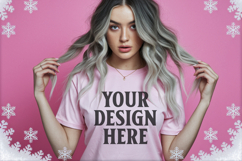 Christmas Bella Canvas 3001 Heather Peach Shirt Mockup ,Tran Product Image 1