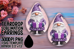Dynamic Teardrop Earrings Sublimation Artwork , Gnome Product Image 1