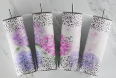 Just Breathe Pink Purple Floral Leopard 20 oz tumbler wrap Product Image 1
