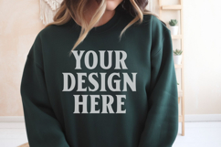 Gildan 18000 Forest Green Mockup , Crewneck Sweatshirt Boho Product Image 1