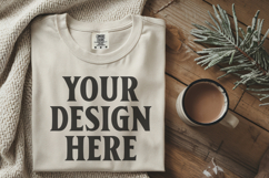 Ivory Comfort Colors 1717 Christmas Folded T-Shirt Mockup Product Image 1