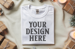 Gildan 5000 white Folded Christmas Mockup, G5000 mockup Product Image 1