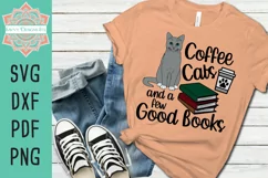 Coffee Cats and a Few Good Books Layered SVG Cut File Product Image 1