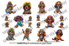 Funny Dog Stickers Printable Sheets - Hippie 60s Aesthetic Product Image 6