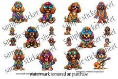 Funny Dog Stickers Printable Sheets - Hippie 60s Aesthetic Product Image 9
