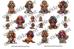 Funny Dog Stickers Printable Sheets - Hippie 60s Aesthetic Product Image 10