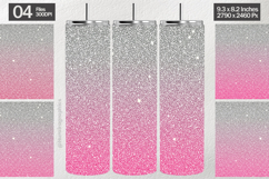 Silver Pink Glitter Tumbler Wrap| Tumbler Sublimation Product Image 1