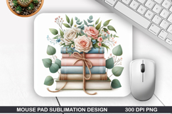 Books Flower Mouse Pad Sublimation, Animals Mouse Pad PNG Product Image 1