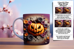 Whimsical 15oz Mug Wrap Png Artwork , 3D Pumpkin Product Image 1