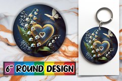 Enchanted Keychain Round Sublimation PNG, 3D Heart Product Image 1