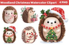 Woodland Christmas Watercolor Clipart PNG Product Image 1