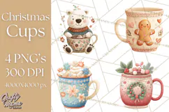 Christmas Hot Cocoa Mug Clipart PNG, Holiday Cup Art Product Image 1