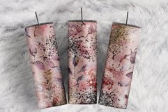 Purple Watercolor Floral Leaves Glitter 20 oz tumbler wrap Product Image 1