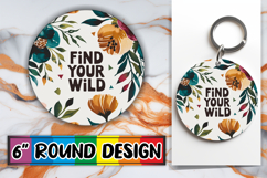 Blissful Round Keychains Sublimation, Flower Quote Product Image 1