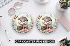 Spring Animals Car Coaster Sublimation| Animal Coaster PNG Product Image 1