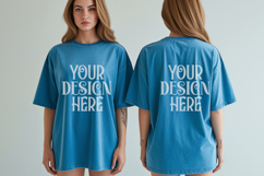 Lagoon Blue Comfort Colors 1717 Front &amp; back T shirt Mockup Product Image 1