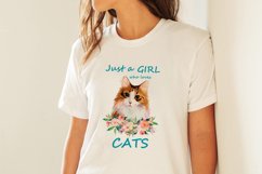 Watercolor Cat with Flowers PNG Product Image 2