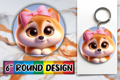 Bright Circle Keychain Design PNG, 3D Dog Product Image 1