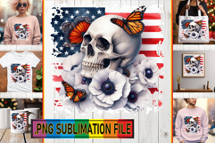 Radiant TSHIRT Gift Ideas PNG, Skull USA Product Image 1