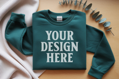 Forest Green Gildan 18000 Folded Flat Lay Mockups Product Image 1